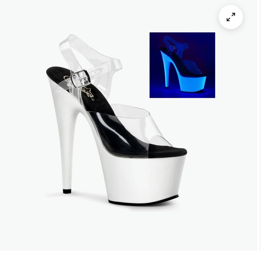 Womens Pleaser heels white 7”